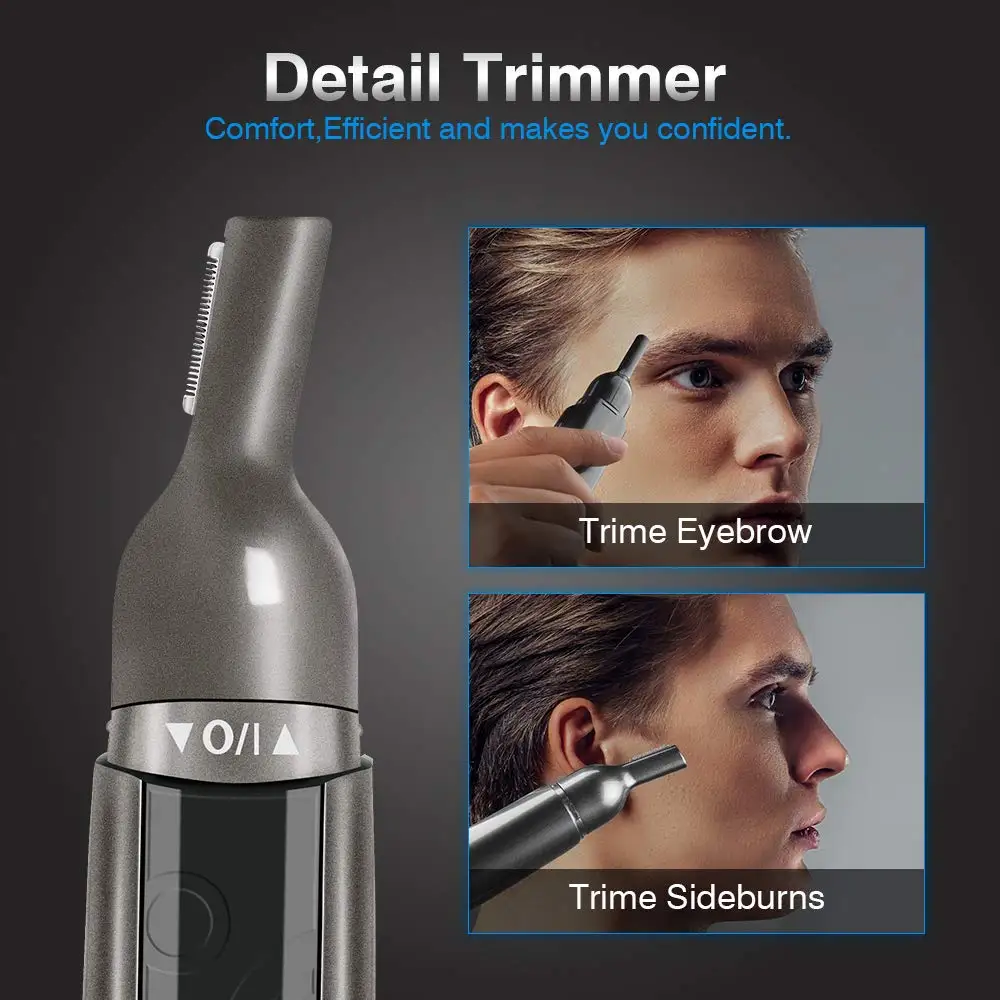 Zoommate триммер для волос в носу водонепроницаемый триммер для волос в носу для мужчин, влажное/сухое использование ножницы для носа с светодиодный светильник