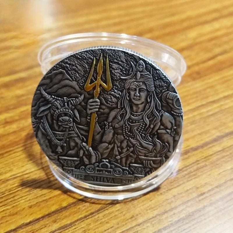 

Indian Mythology Shiva Commemorative Coin Shiva Antique Coin God of Reproduction and Destruction Coin Collection Coin Badge