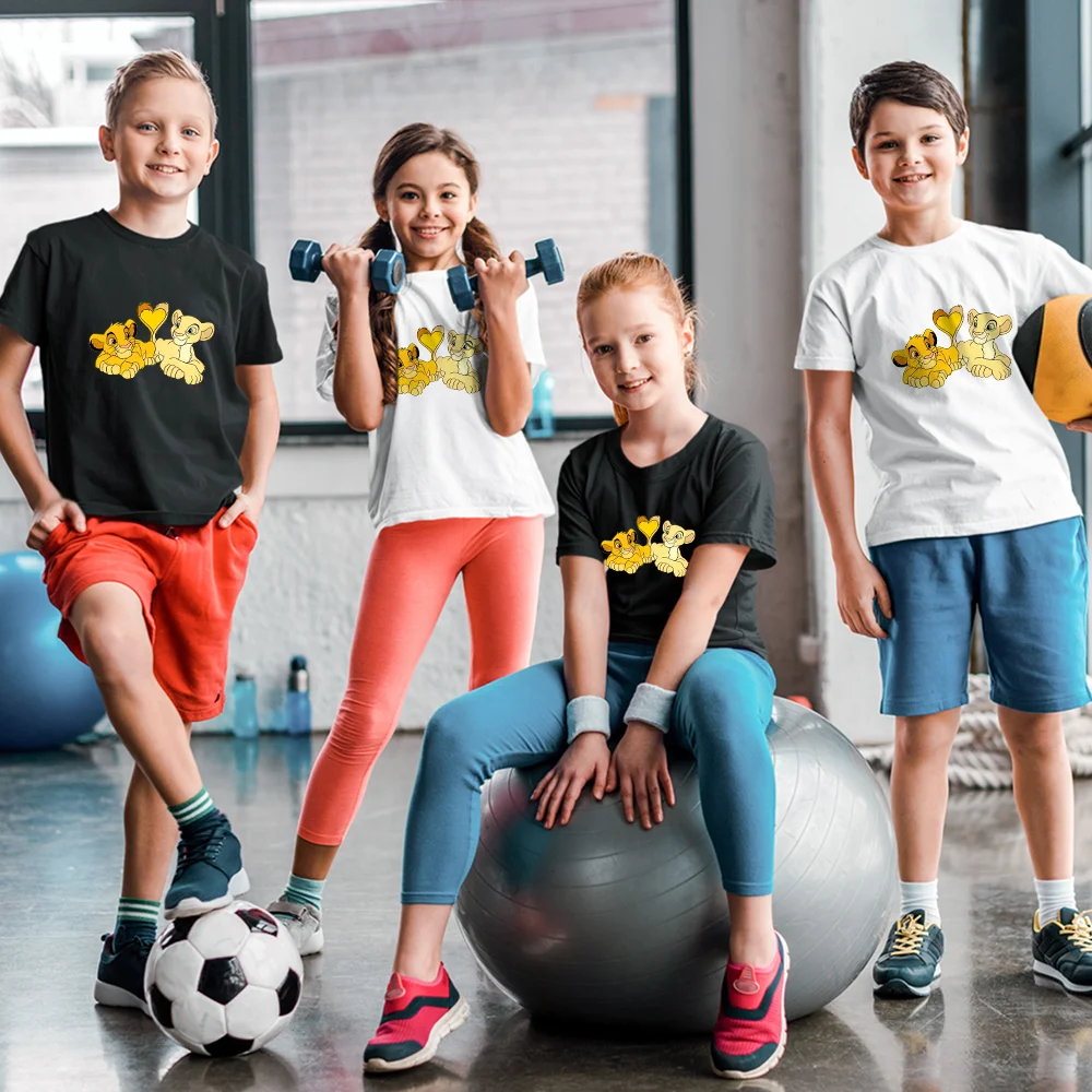 Футболка с надписью Simba and Nala милая повседневная детская рубашка в стиле хип-хоп