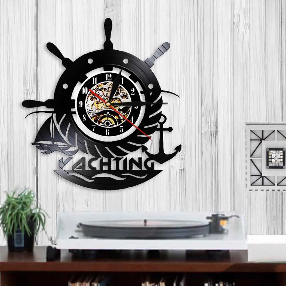 3d часы ручной работы настенные для яхты спорта виниловых записей часов парусника