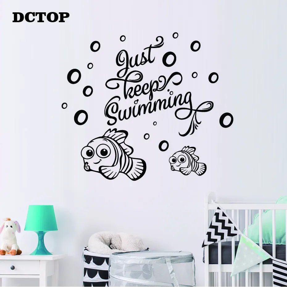 Позитивная надпись просто держать Купание наклейки на стену Черепаха и клоун для