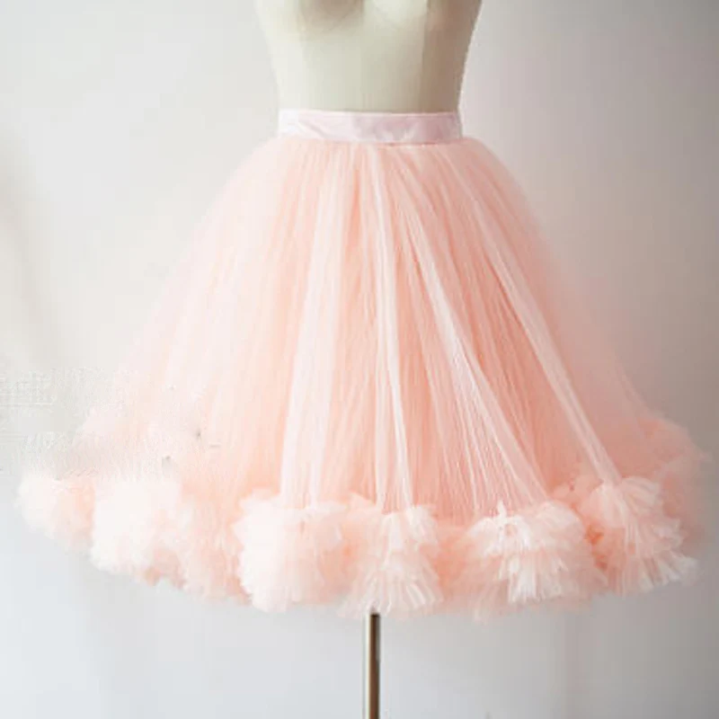 

Stylish Peach Tulle Skirts Puffy Multi Layers Short Tulle Skirts vrouw rokken Tutu Skirt Girl saias mulher