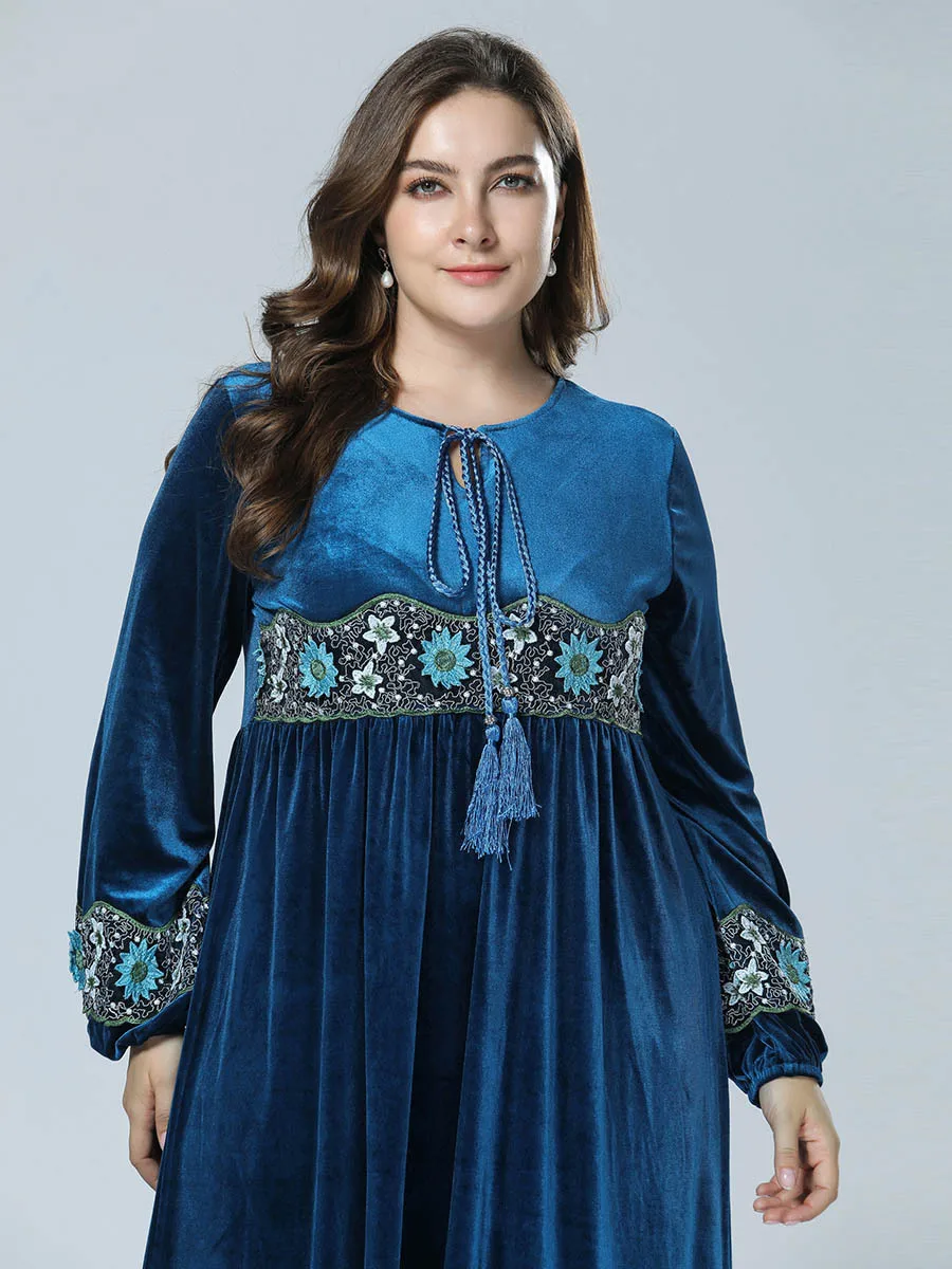 Бархатное мусульманское платье большого размера Дубай абайя женские платья