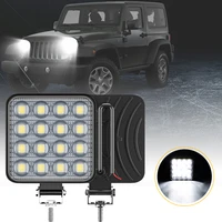 2pcs 48w square bright work light waterproof led spotlight 9v 30v 6000k bulb car suv truck driving fog lamp car light