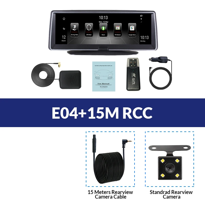 E-ACE, Автомобильный видеорегистратор, 8 дюймов, автомобильная камера, 4G, Android FHD, 1080 P, видео регистратор, gps навигация, ADAS, удаленный монитор, видеорегистратор с двумя объективами