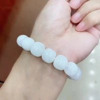 cynsfja new real certified natural chinese hetian jade nephrite lucky amulets white jade bracelets high quality elegant gifts