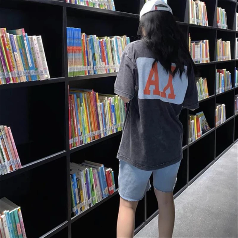 Футболка ASKYURSELF для мужчин и женщин винтажная стирающаяся хлопковая футболка с