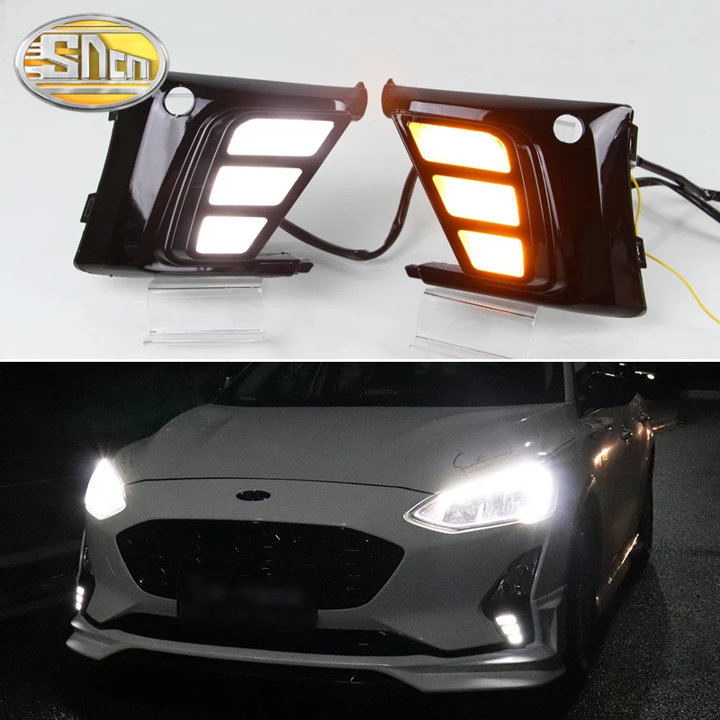 2 шт. светодиодный DRL для Ford Focus 5 MK5 2019 дневные ходовые огни противотуманная фара с