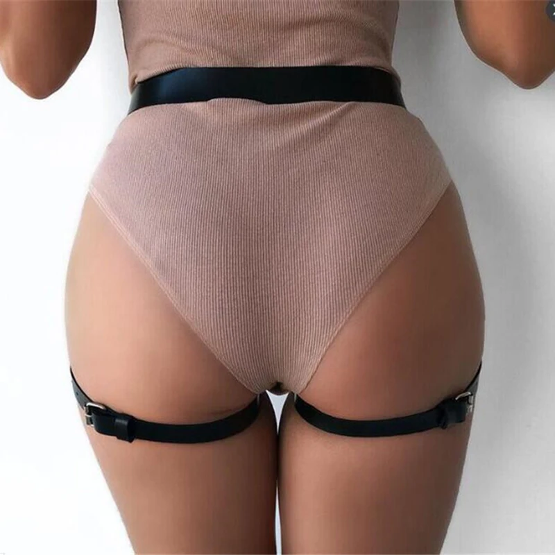 Пикантные кожаные подвязки в стиле Харадзюку ручной работы с бантом панк и