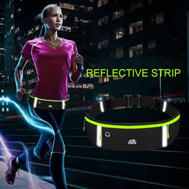 

3 Pockets Running Belt Phone Pouch Waist Bag Reflective Strip Sports Travel Fanny Pack for Man WoMan L9BE