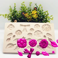 flower leaf bow silicone mold resin kitchen baking tool diy cake fondant pastry moulds dessert chocolate lace decoration