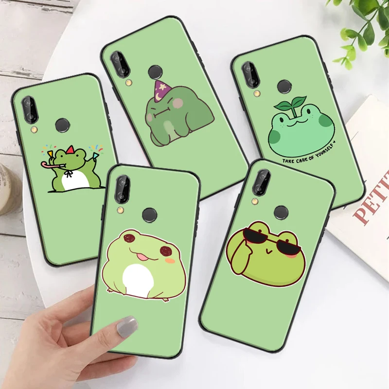 

Funny Animal Frog Phone Case For Huawei P Smart Z 2019 2021 P20 P30 P30 Pro P40 P40 Lite Pro Soft TPU Silcone Cover Coque Capa