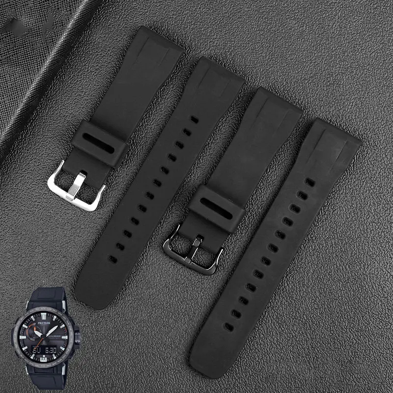 Ремешок силиконовый для часов CASIO PROTREK series аксессуары альпинизма черный мужской