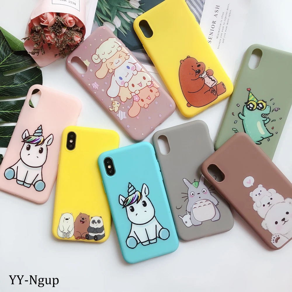 Для iPhone 7 i Phone 8 Plus чехол Kawaii подставка держатель Единорог силиконовый чехол для iPhone X XR XS Max 5 5S SE 6 6S 7 Plus чехол для женщин