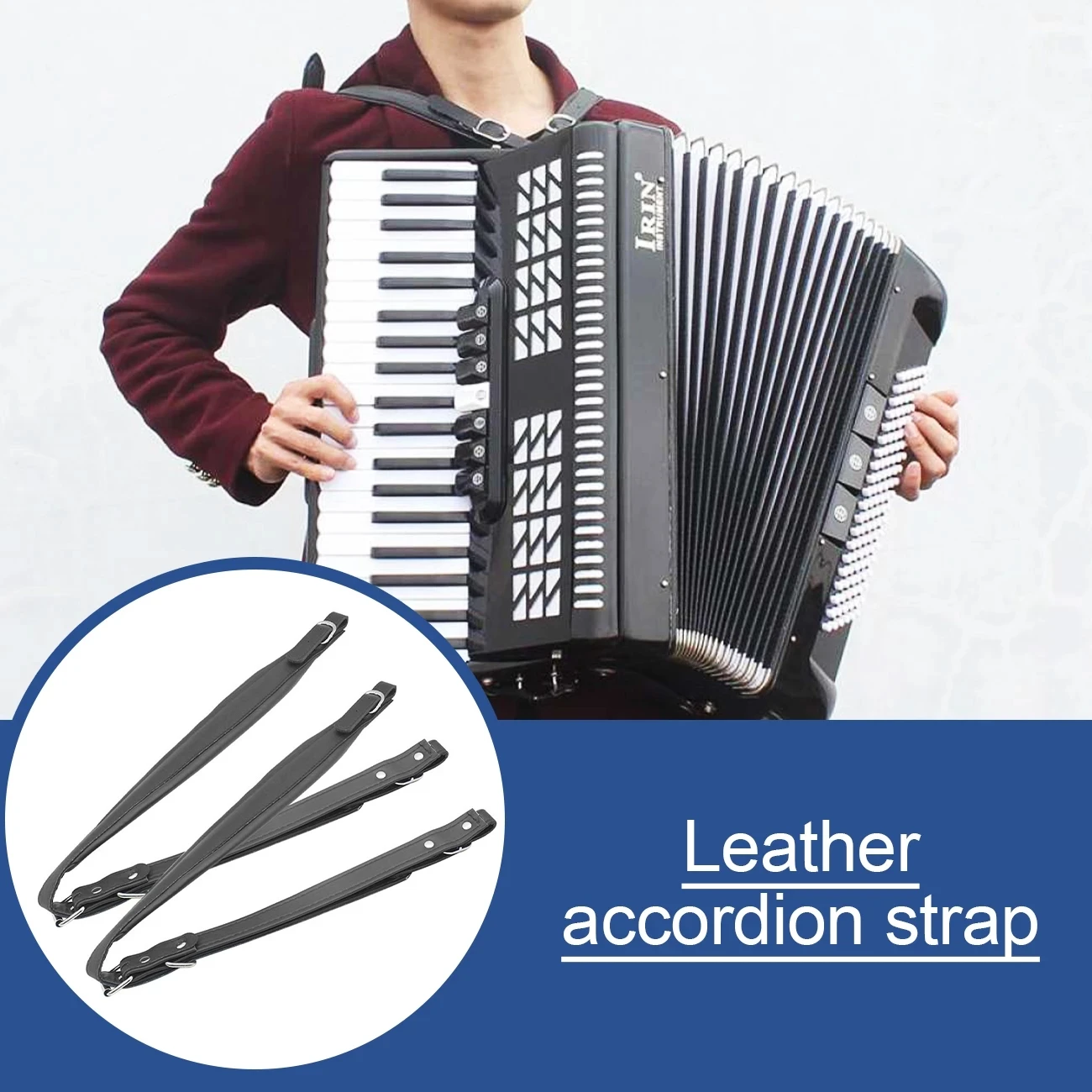 

1 Pair Soft Synthetic Leather Accordion Shoulder Straps Belt 83-110CM Adjustable Length For Bass Accordions Universal