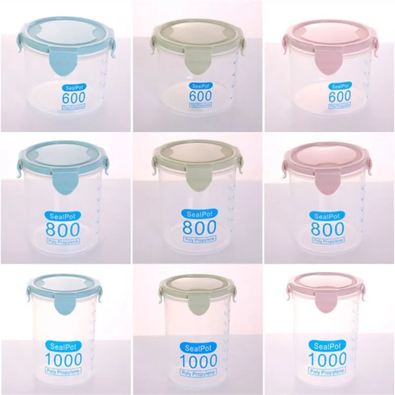 

600/800/1000ML Food Container Kitchen Transparent Storage Box Sealed Can Refrigerator Storage Box Whole Grain Storage Box Cans
