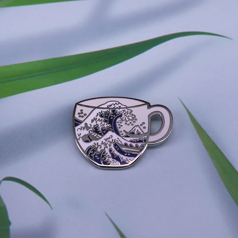 Sale Great Wave Teacup Enamel Pins Japanese Kanagawa Art Badge Brooches Lapel Backpack Decor Unique Gift Accessories 2021 | Украшения и