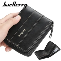 baellerry mens wallet vintage pu leather small wallet card holder purses with zipper coin pocket passport cover gift for men