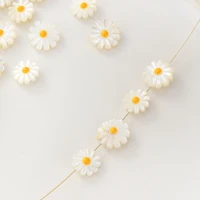 natural shell beads white natural freshwater pearls loose beads mini daisy flowers charms 2pcs for diy making accessories