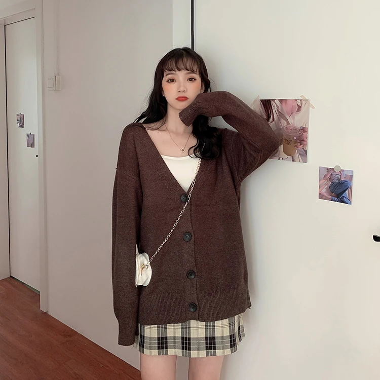 

Knitted Cardigan Women's Jacket Autumn Korean Version 2021 new style Japanese Gentle Style retro long-sleeved Sweater Jacket