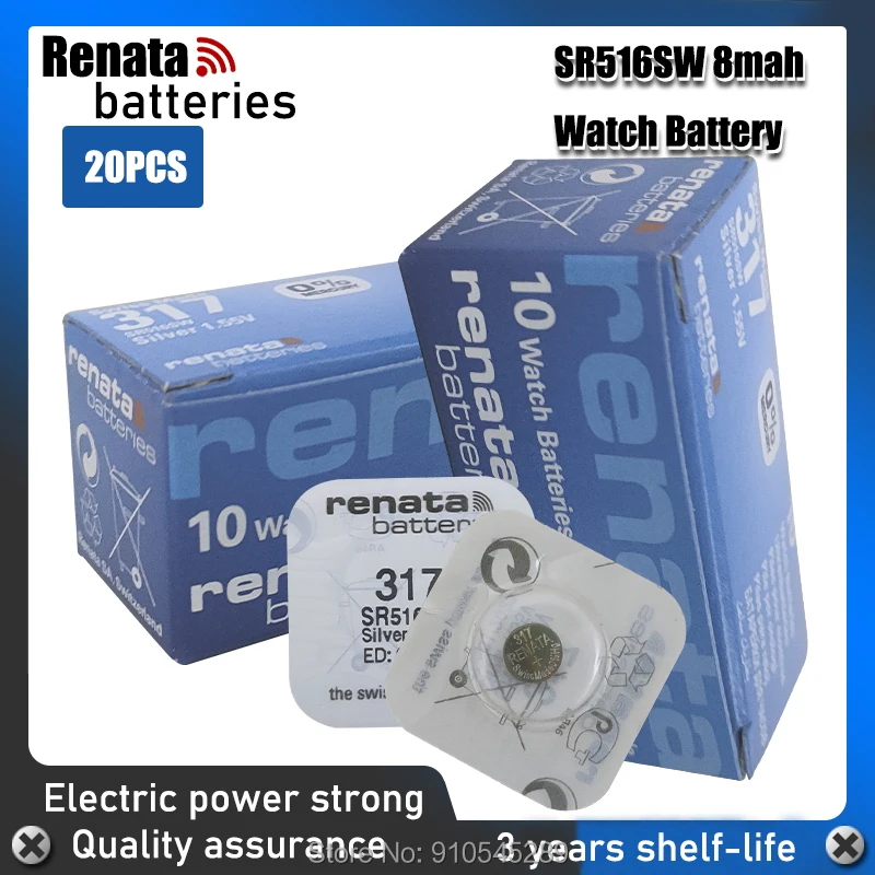 20 шт. новинка Renata долговечные 317 SR516SW SR62 D317 V317 часы батарея кнопка монета