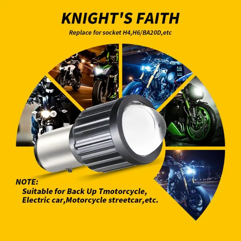 

H6 Motorcycle Headlight Hi/Lo Bulb Scooter E-Bike Fog Lamp LED Dual Color H4 LED HS1 BA20D Projector Lens White Yellow