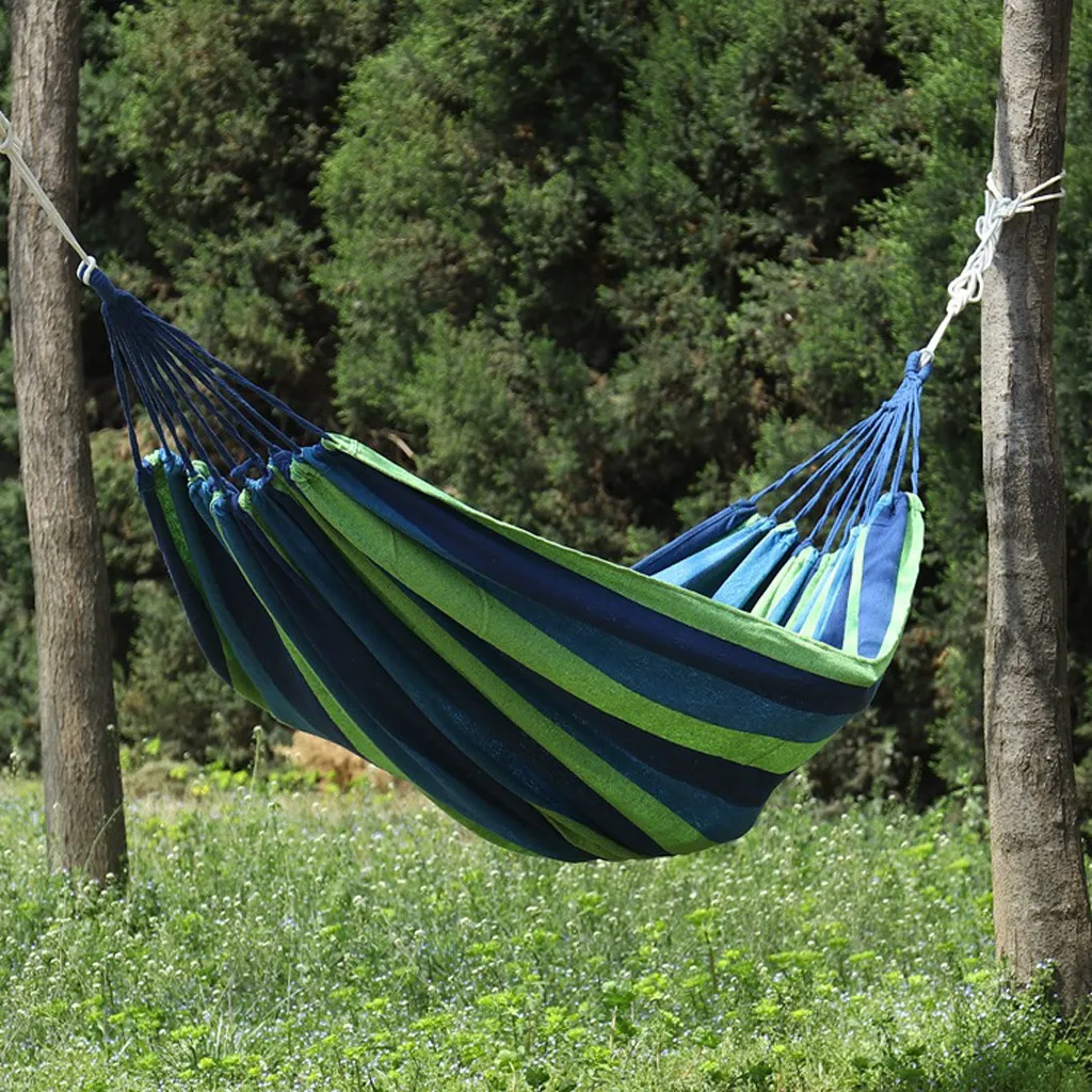 

Single Double Hammock Chair Comfort Durability Yard Striped Hanging Chair Travel Camping Large Chair Hammocks 260x80cm Hamac