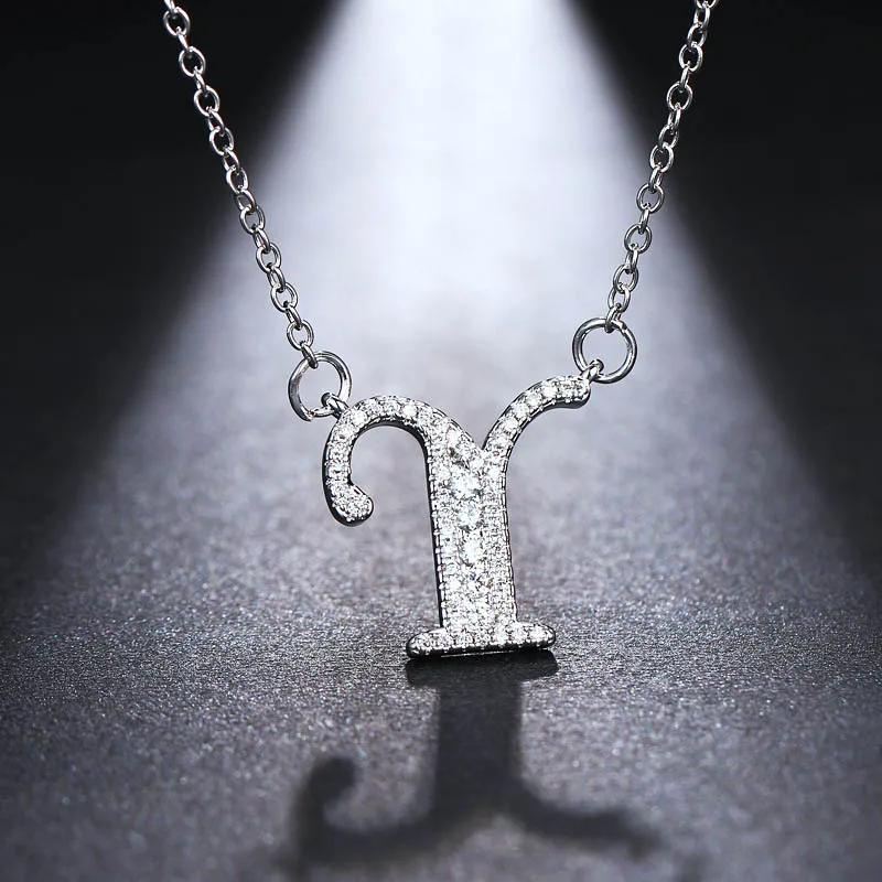 

Adjustable Alphabet Pendant Necklace 1PC Zircon Crystal Gold color Shiny Cubic Zirconia Crystal Stone 26 Letters