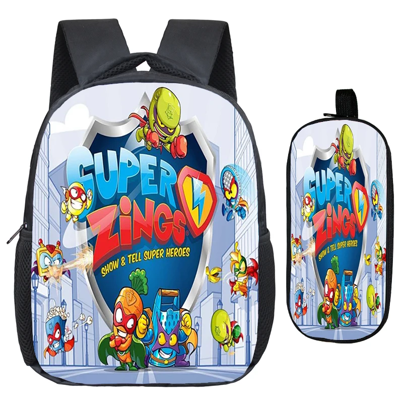 

Hot Sale Child Game Super Zings Kindergarten Backpack Kids Superzings Primary School Bag Bookbag Gift(2pcs Set/Rucksack Pen Bag)
