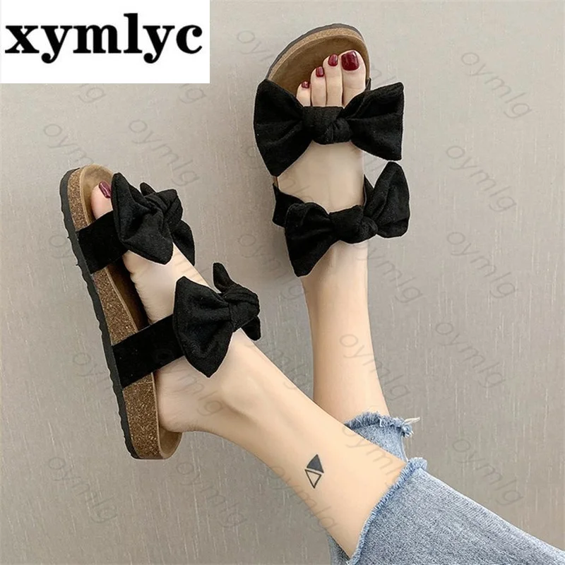 

Сандалии женские в ретро стиле, плоская подошва, с большим круглым бантом, римские модные босоножки, 2021