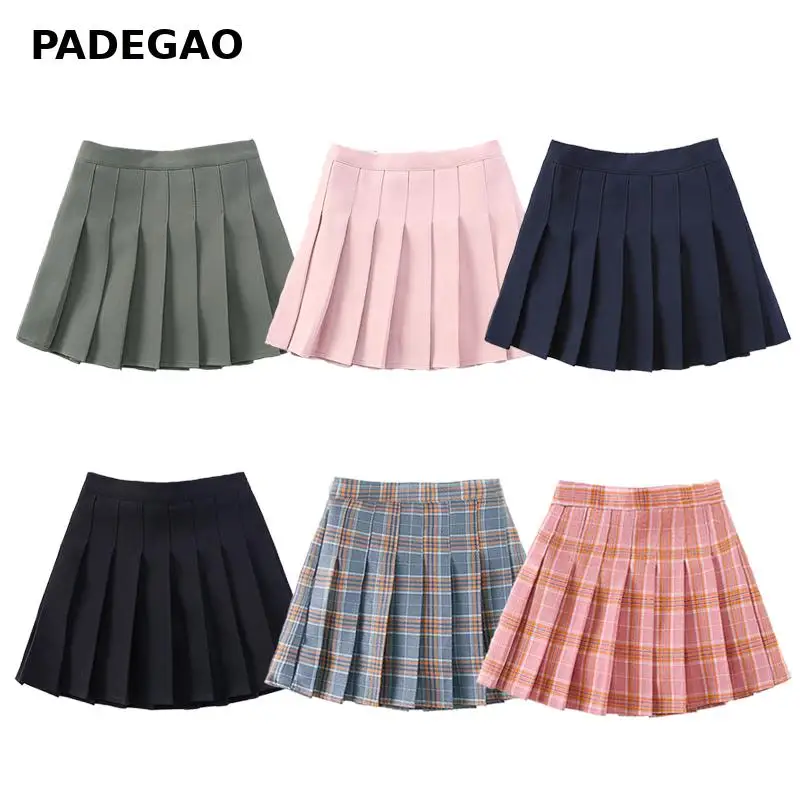 Юбка для девочек с высокой талией юбки-пачки детские розовые и белые клетчатые