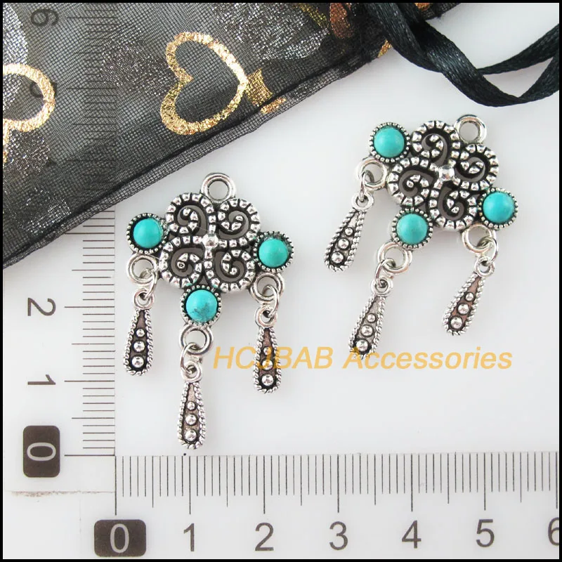 5 шт. Тибетский Серебряный тон китайский узел камень каплевидные кисточки
