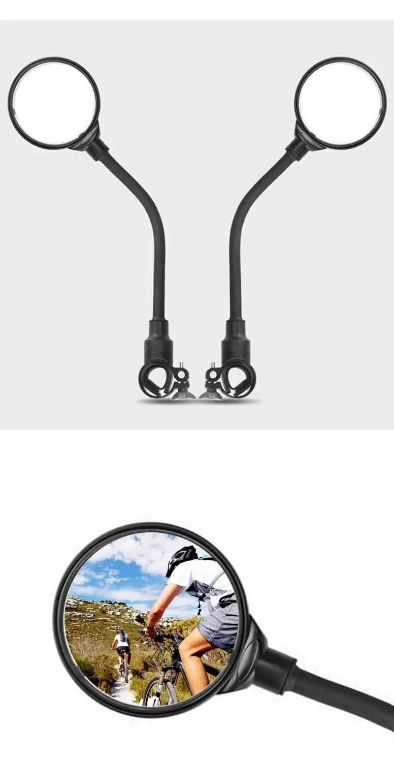 

Universal Rotatable Road Bike Bicycle MTB Mirror Handlebar Flexible Wide Angle Rear View Rearview Useful Accessories