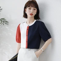 womens tops and blouses chiffon shirt single breasted short sleeve shirt summer korean fashion