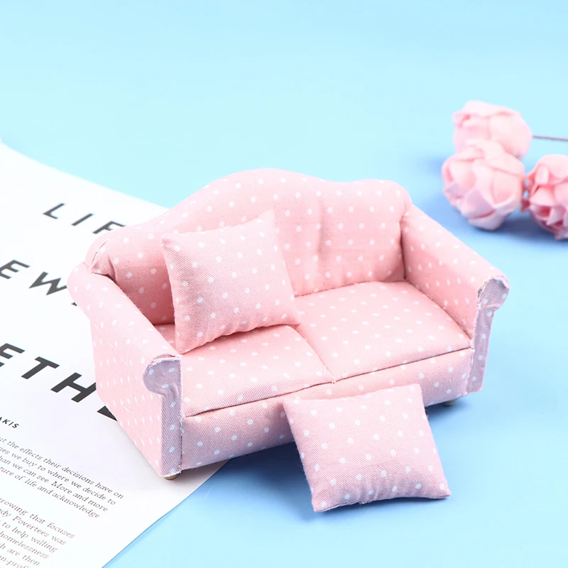 

NEW 1:12 Scale Dollhouse Furniture Wooden Double Sofa Cushion Dollhouse Room Furniture Doll House Asseccories