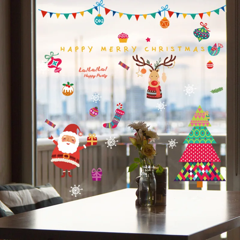 

Christmas wall sticker children's room window decoration glass window sticker door Sticker Removable Decal