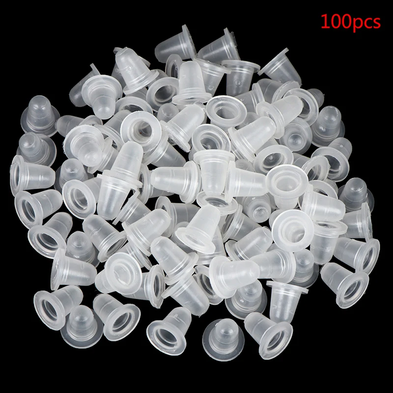 

100Pcs Plastic Microblading Tattoo Ink Cup Cap Makeup Pigment Clear S/L Size Tattoo Accessories