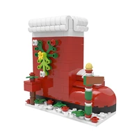 moc christmas boots apartment building blocks snow boots model bricks christmas street view christmas gifts kids toy for boys