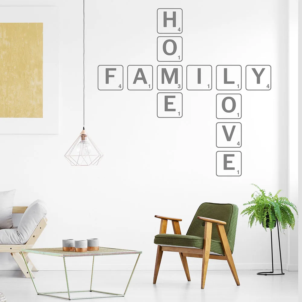 Scrabble стиль семейный домашний стикер на стены любовь Цитата Декор для гостиной