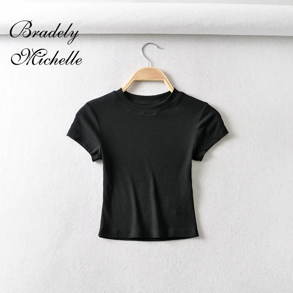 BRADELY MICHELLE летняя сексуальная женская футболка с круглым вырезом и коротким
