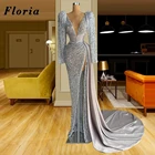 Серебристые приталенные платья-русалки для вечеринок, женская вечерняя одежда 2021, халаты от кутюр, платья для выпускного вечера в Дубае Вечерние вечернее платье