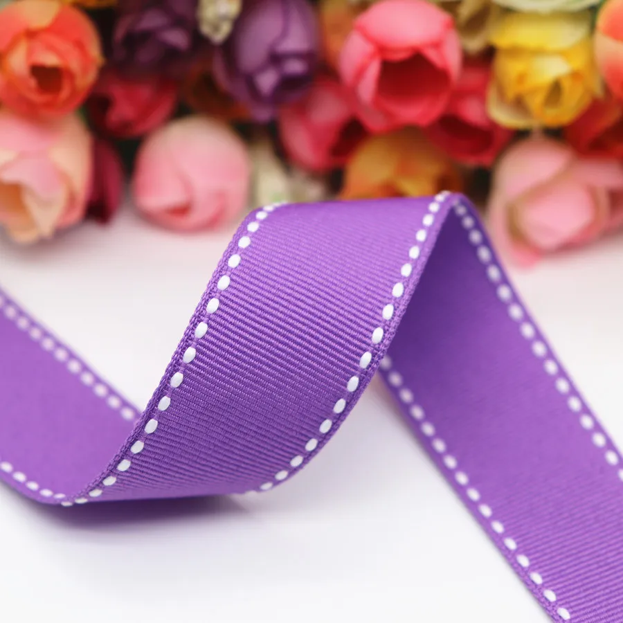 

10 Yards Stitch Ribbons 9MM/25MM/38MM White Edge Dotted Line Ribbon For Hair Bows DIY Crafts Handmade Accessories Y19041801