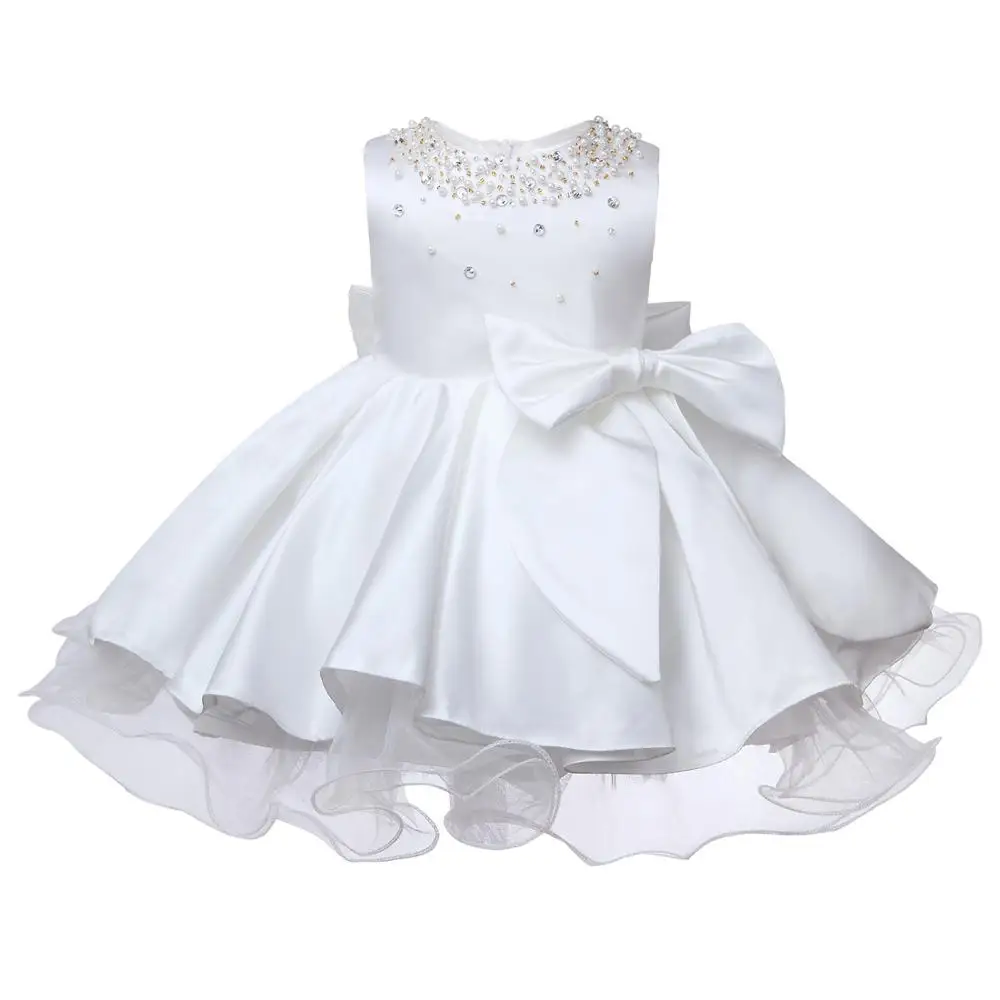 Наряд с бусинами для девочек на 1 й день рождения многослойное фатиновое платье