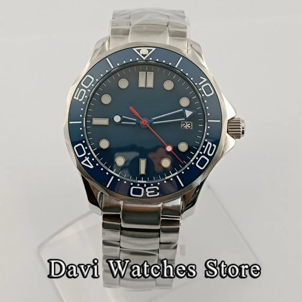 Часы мужские с синим циферблатом стерильные наручные часы сапфировым