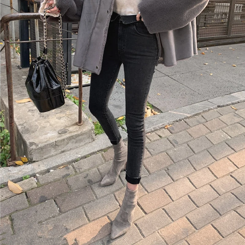 Джинсы женские Стрейчевые с высокой талией и бахромой 2019 | Женская одежда