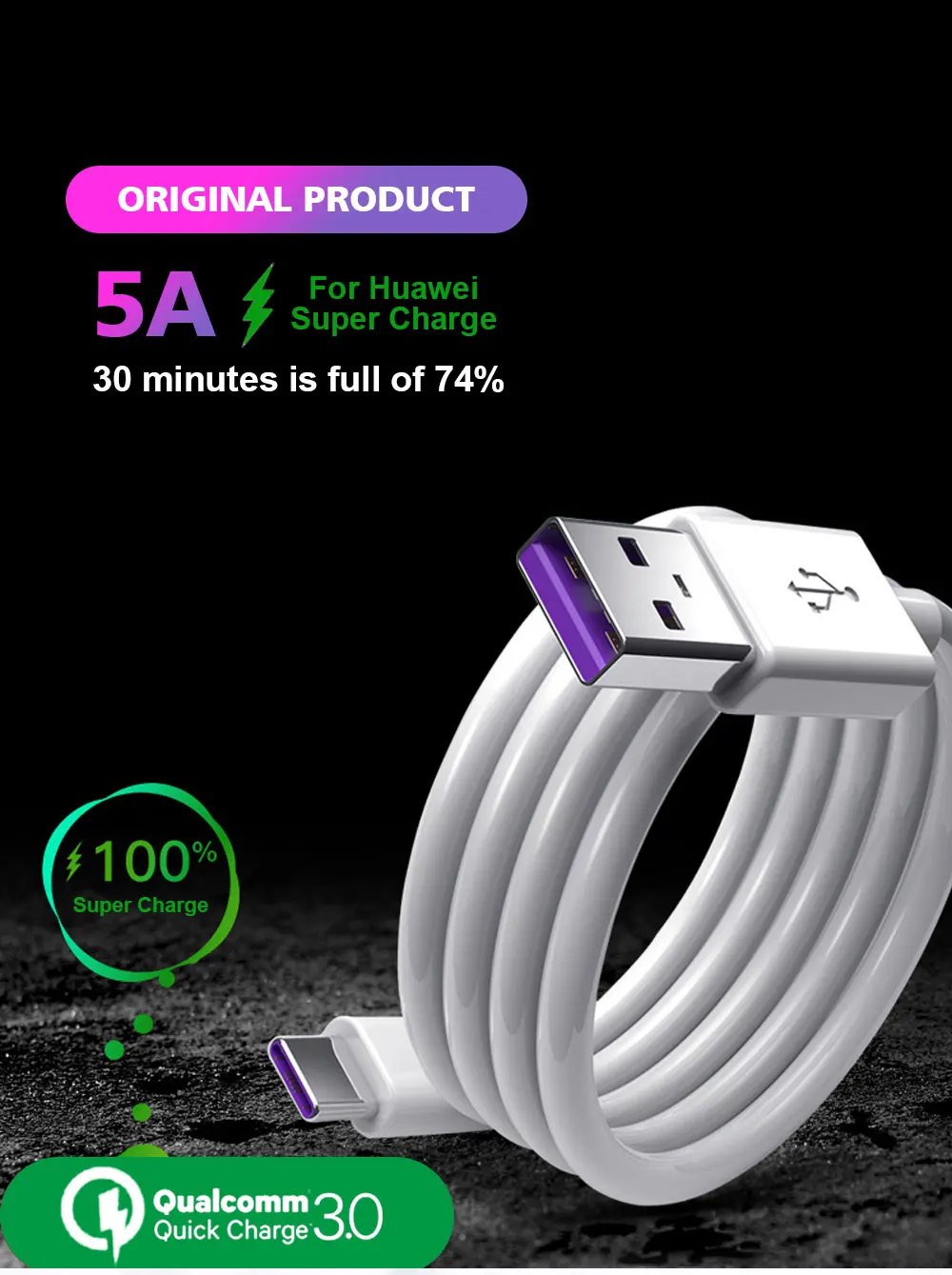 Ahowie USB C зарядное устройство 3,0 type C кабель короткий Tipo C 3,1 кабель для быстрой зарядки для Xiaomi Note 7 samsung S8 A50 S10 5A Carga Rapida