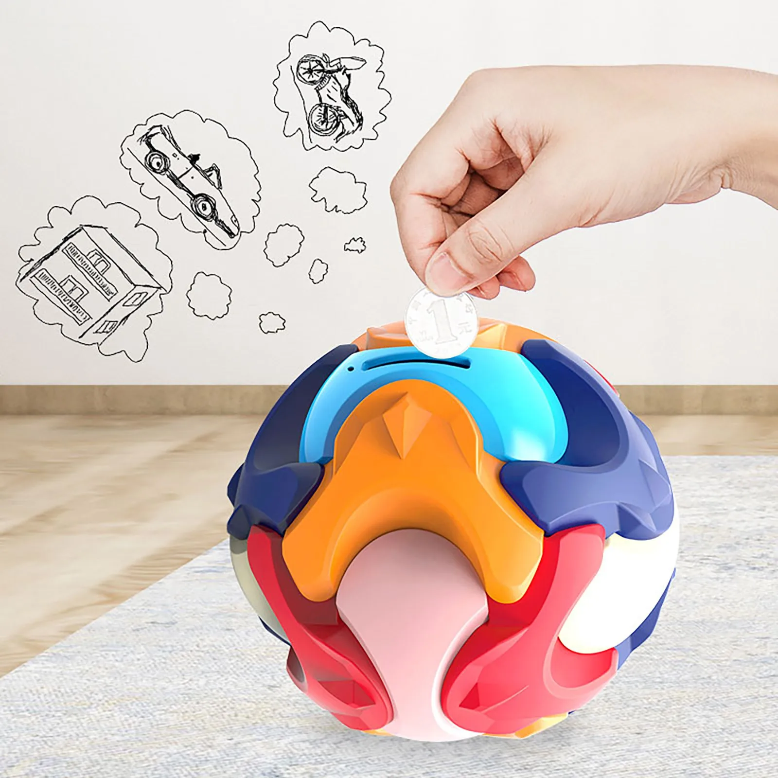 

Kids Educational Puzzle Toy Building Blocks Assembled Coin Money Bank Box Ball Fashion Best For Children Early Learning Gifts