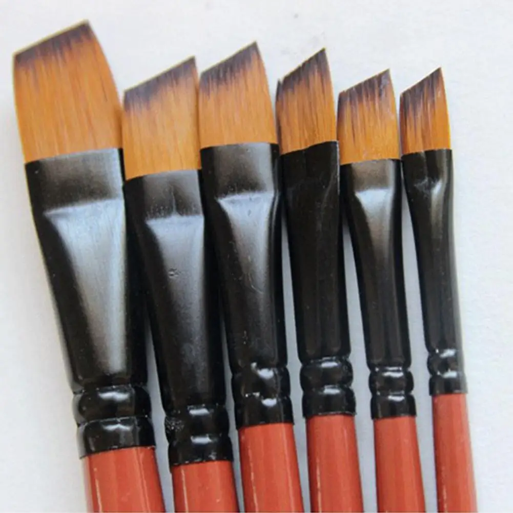 

6 Pcs/set Nylon Hair Oil Painting Brushes Acrylic Watercolor Painting Paint Brush Art Supplies