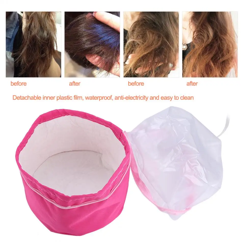 

Electric Hair Thermal Treatment Mask Baking Oil Cap Hair Dryer Steamer SPA Beauty Hair Care Hat Hair Styling Tools Rose Red 220V