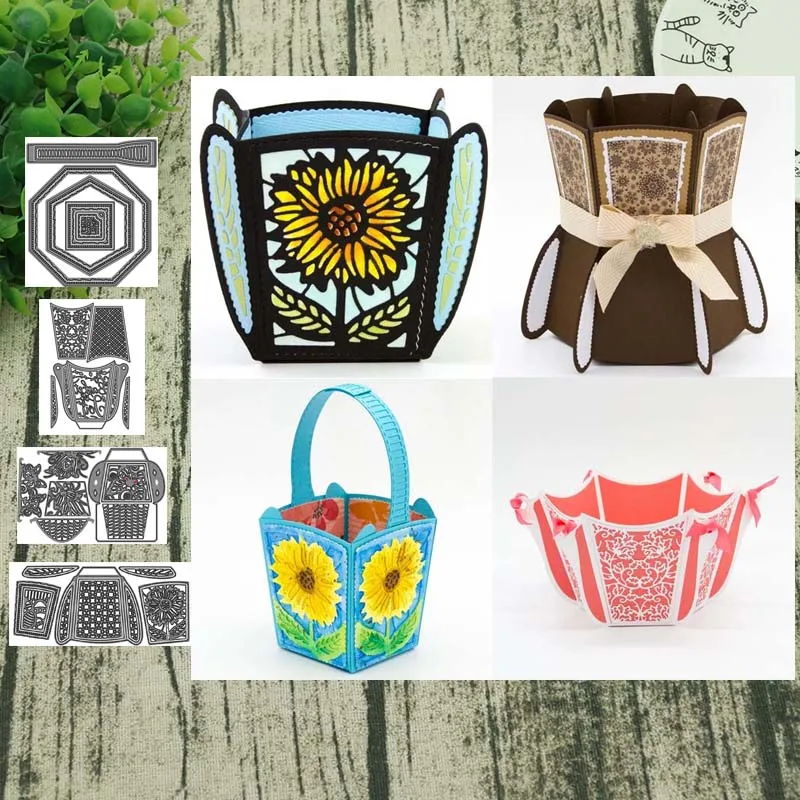 Металлические Вырубные штампы в виде цветочной корзины вырезанные формы для